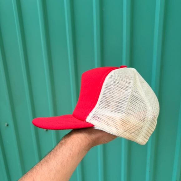 Vintage LEE Jeans Trucker hat snapback mesh red cap - Picture 5 of 7
